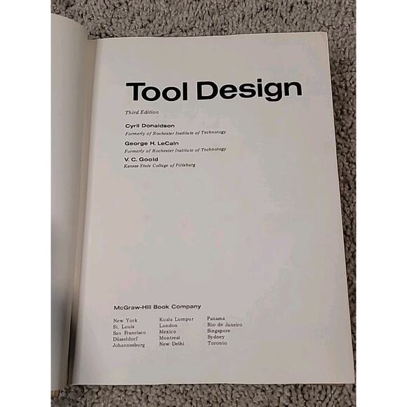 Tool Design 3rd Edition 1973 Donaldson LeCain Goold Hardcover GUC - Picture 4 of 6